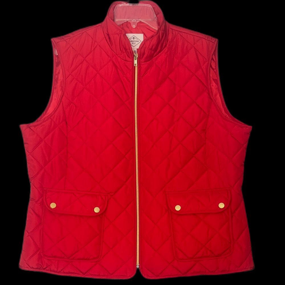 St. John's Bay XXL Women’s Crimson Red Quilted Vest #preppy #chic #cozy